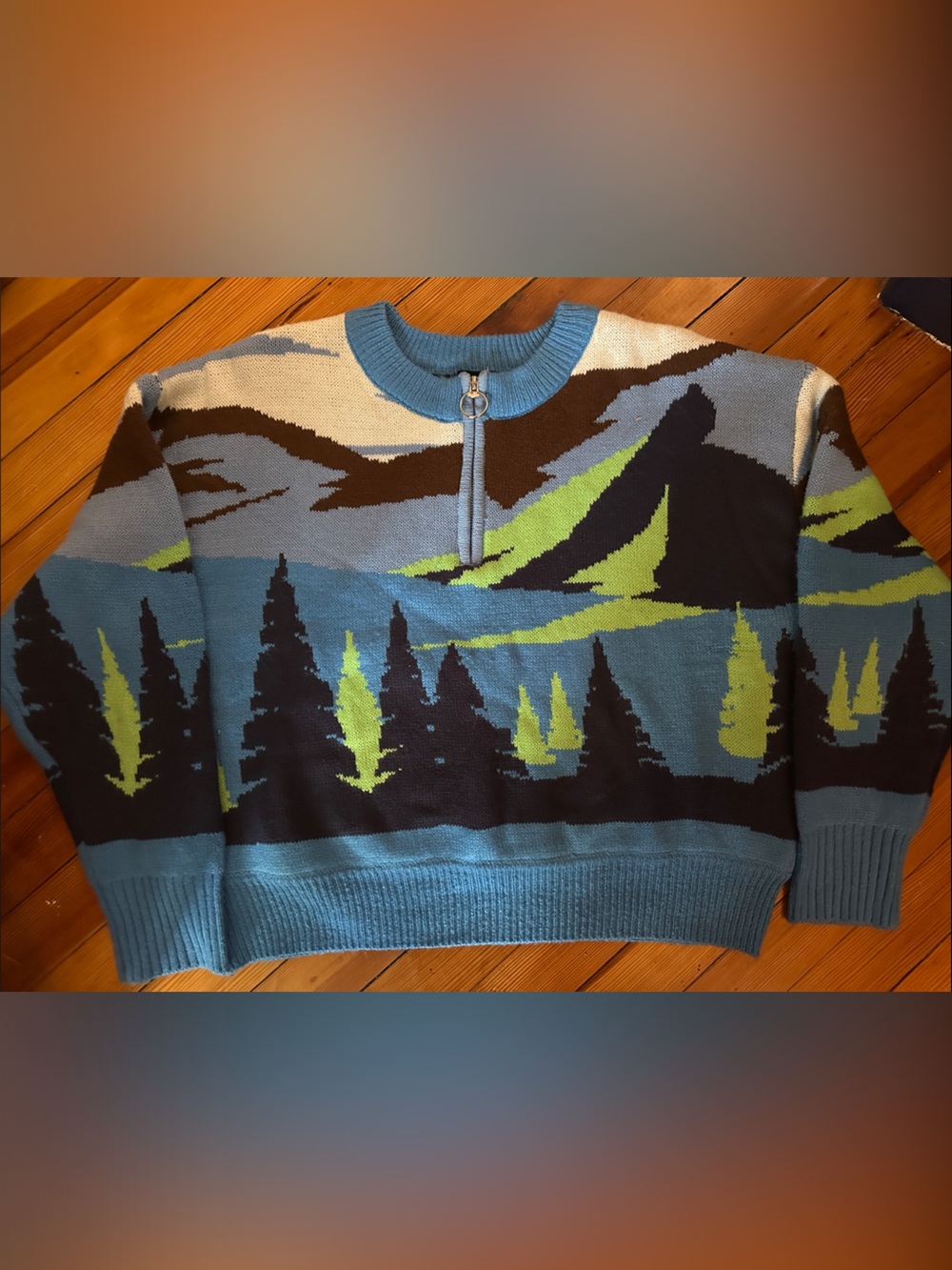 Forever 21 mountain and tree Landscape Knit Sweater